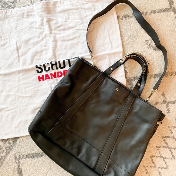 Schutz Black Leather Handbag - Picture 1 of 8